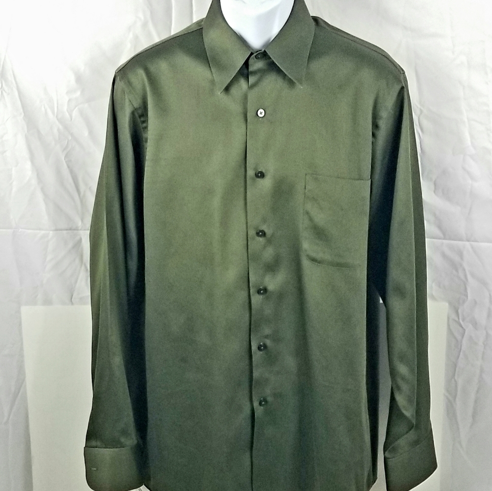geoffrey beene sateen dress shirts Geoffrey Beene Men's Red Sateen Dress Shirt Size L 16 1/2 32/33 Long Sleeve Pkt